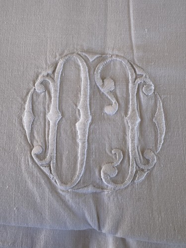 Drap lin 170x220 - lin, monogramme
