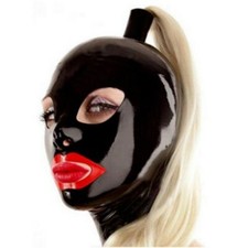Latex Hood With Ponytail And