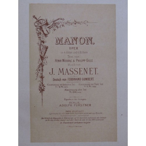 Massenet jules manon allemand - jules,
