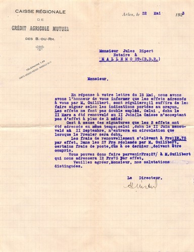1923 credit agricole - credit,