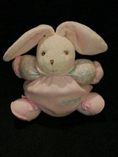 Doudou  peluche lapin patapouf Lillyrose rose fleurs  grelot Kaloo TTBE