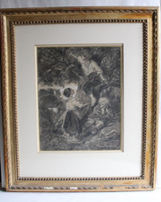 Ancien dessin fusain crayon