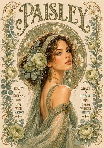 Affiche prénom paisley art - a4,