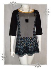 ♥ - Robe Tunique Fantaisie Noir Gris Ocre Doré  Jaune Vert  Didier Parakian T 42