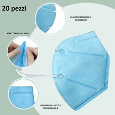 X 20 Masques Ffp2 Bleu Clair Visage Protection Certifié Ce Sans Valve