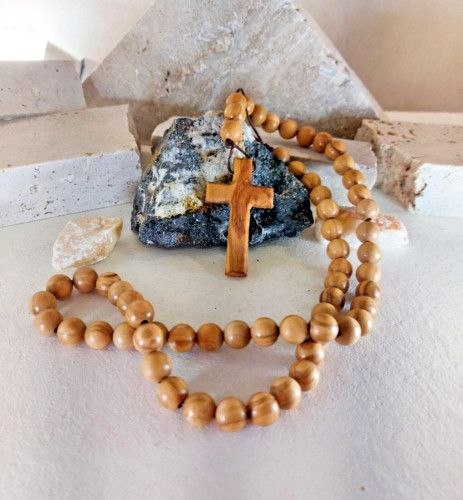 Collier croix grains olivier - collier, d'olivier