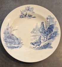 ASSIETTE ANCIENNE COQ RUSTIC BLEU (4)