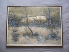 LITHOGRAPHIE DE BERNARD GANTNER maison sous la neige