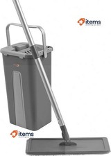 Kleeneze KL028145EU7 Balai & Seau Set - Tête Plate Microfibre Noir Double 4L