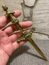 Jolie Ancien Ouvre lettre - coupe papier Jeanne d'Arc en bronze