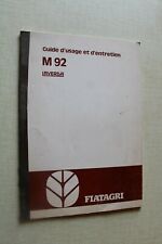 Guide d usage et d entretien M 92 M92  LAVERDA FIATAGRI  Français 1980