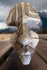 Art Moderne Masque Déstructuré en Plâtre. Sculpture. Signée Pecher limité. 8/10