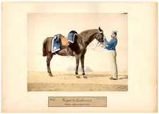 Louise Laffon, Régiments de Carabiniers, 1866 vintage salt print, with hancolour