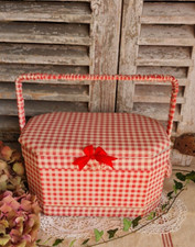 ANCIENNE BOITE A COUTURE POUR ENFANT EN TISSU VINTAGE JOUET JEUX