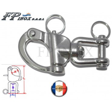 Mousqueton drisse 92mm inox - mousqueton,