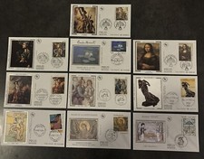 10 Timbre France Lot de FDC soie Tableau musée imaginaire