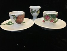 3 Coquetier Porcelaine de Paris décor Les Quatre saisons Les fruits sauvages