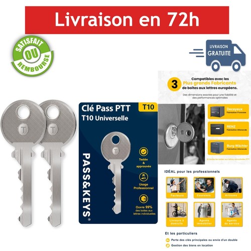 Clé pass ptt t10 universelle - clé,