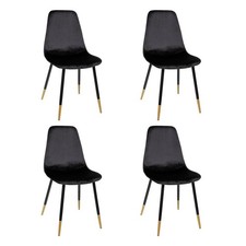 Lot de 4 Chaises Design Velours "Tyka" 86cm Noir