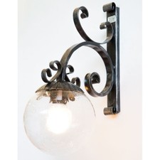 Applique Lampe Murale Style Sphère Fer Forgé Grande Avec Boccia Verre