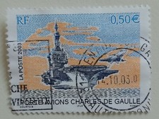 TIMBRE FRANCE PORTE-AVIONS CHARLES DE GAULLE Porte Avion