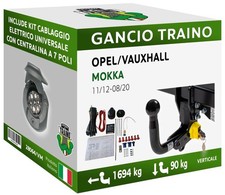 Attelage Démontable Verticale pour Opel MOKKA Tout terrain 2-4X4, GPL 12-20 7p