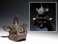 SUPERBE armure ancienne originale japonaise Edo Yoroi Kabuto Oni Shikami Maedate