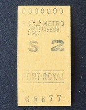 Ancien ticket Paris Métro 0000000 S2 PORT ROYAL 65677 RATP Metropolitain 28