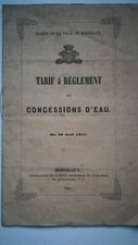 livre - TARIF & REGLEMENT DES CONCESSIONS D'EAU BORDEAUX 1857