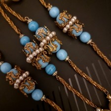 Robert Goossens for Chanel Long Collier Sautoir Vintage 1950-60 Couture France