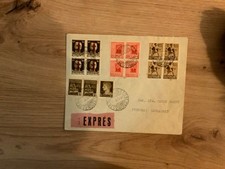 STORIA POSTALE RSI quartina fascetto rosso bruno RARISSIMA