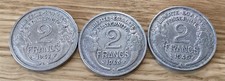 Lot de 3 pièces France 2 Francs 1947/1948/1949 Collection monnaie MORLON