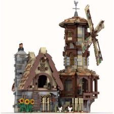 MEDIEVAL WINDMILL avec Farmer Barn pour Medieval Village 2649 pièces cadeau