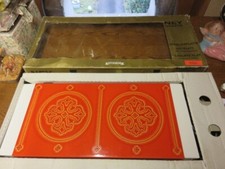 Chauffe plat électrique en fonte émaillé orange, vintage TBE