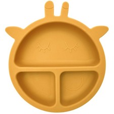 Assiette Bébé en Silicone "Girafe" 23cm Jaune