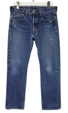Levi's 501 Hommes Jeans W31/L30 Décoloré Effet Moustaches Bouton Fly Bleu Droit