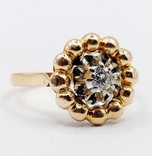 Bague fleur art deco or rose