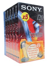 Lot 5 Video cassette Sony 120 Premium VHS pour magnétoscope (Réf#A-550)