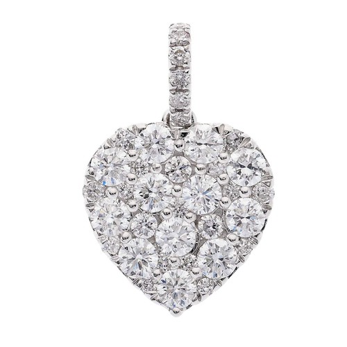 Pendentif cœur serti - , de