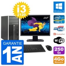 PC Tour HP Pro 6300 CMT Ecran 22" i3-2120 RAM 4Go Disque 250Go Windows 10 Wifi