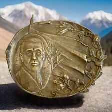 Plaque en Bronze Pdt USA Wilson Woodrow Signée CUZIN HONNEUR DROIT LIBERTÉ