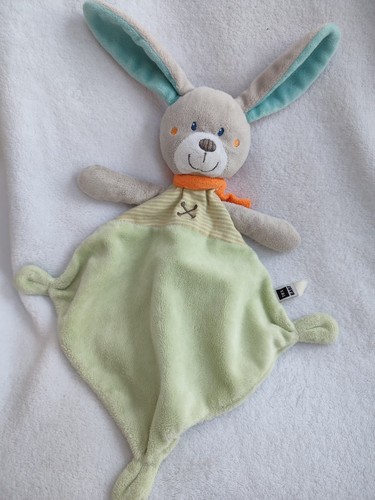 Doudou plat lapin vert - , pâle