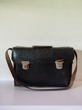 Vintage Boîte Caisse Range Valise Outil Ancienne Cuir Métal Noir Malette Rare