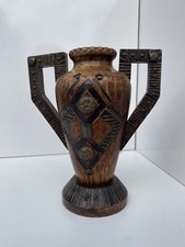 Vase bois art déco signé j