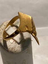 Bague moderniste BRONZE PLAQUÉ OR anneau ouvert signée BONILLO  bijou d' artiste