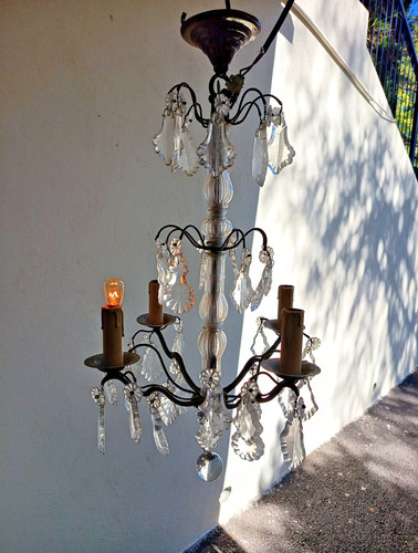 Ancien lustre bronze garni - en,