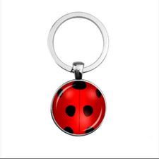  Porte clé de coccinelle porte-bonheur miraculeux mignonnes ladybug points noir 