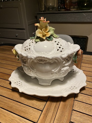 Soupiere ancienne blanche - soupiere,