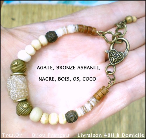 Bracelet bronze ashanti nacre - bronze,