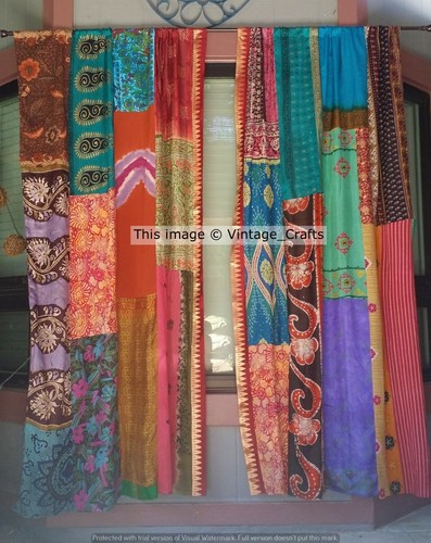 Rideau vintage sari patchwork